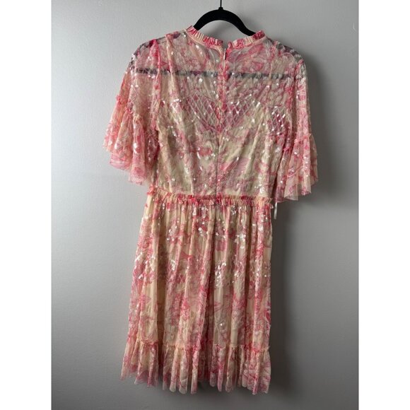 MAC DUGGAL 9148 Mini Dress Cocktail Flounce Sleeve Floral Embellished Size 4 NWT - Picture 8 of 8